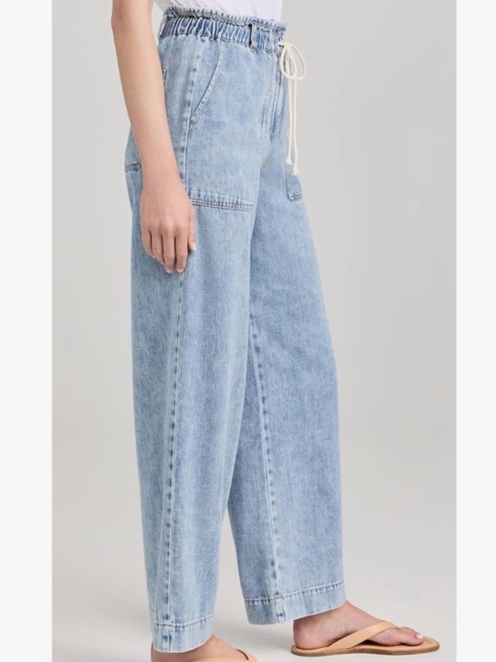 NEW RAILS Ryan Wide Leg Denim Trouser Pants.  Drawstring Waist.  Size M - Picture 2 of 11
